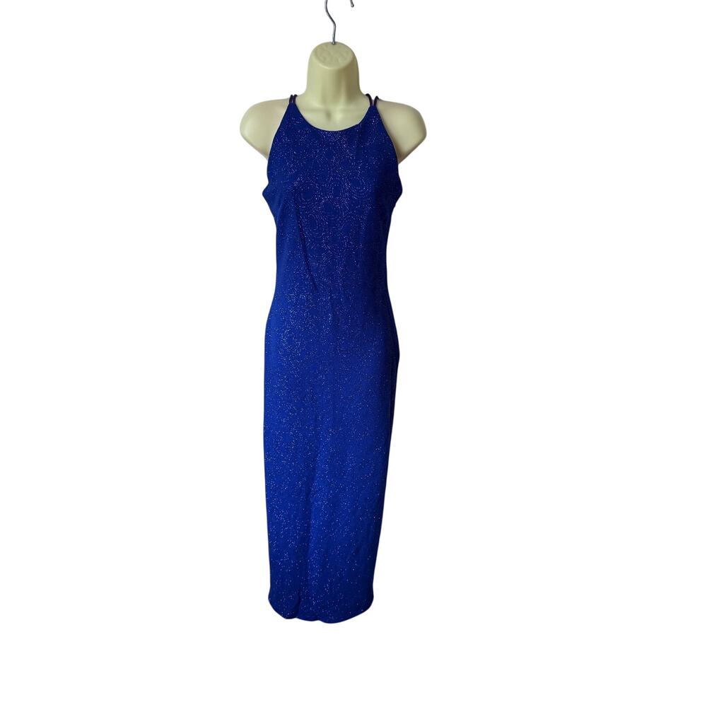 Dollar Vintage Royal Blue Glitter Swirl Gown Size Small